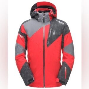 Spyder Mens Leader Jacket Ski Snowboarding GorTex Insulated Red Gray Black M